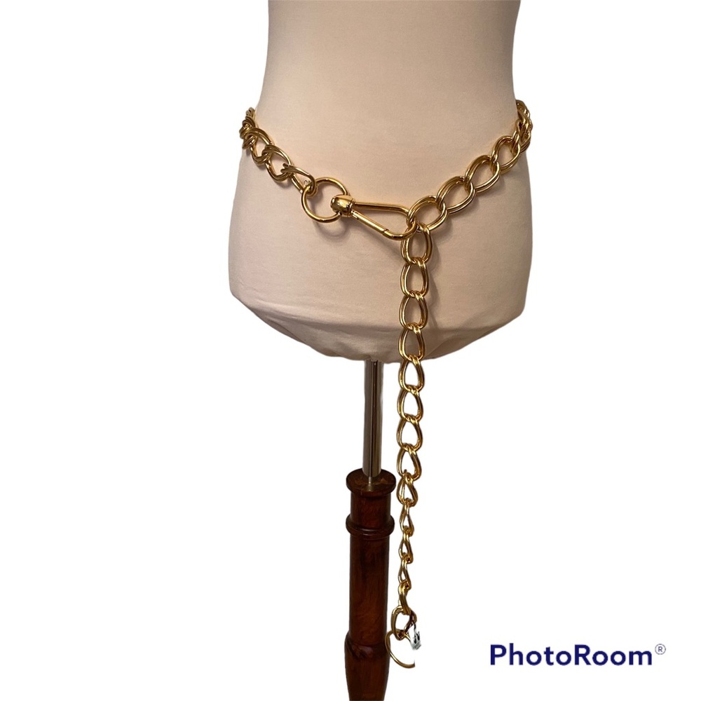 NEW CRISTELLA BELT LARGE DOUBLE LOOP GOLD CHAIN ITALY SIZE L NWT